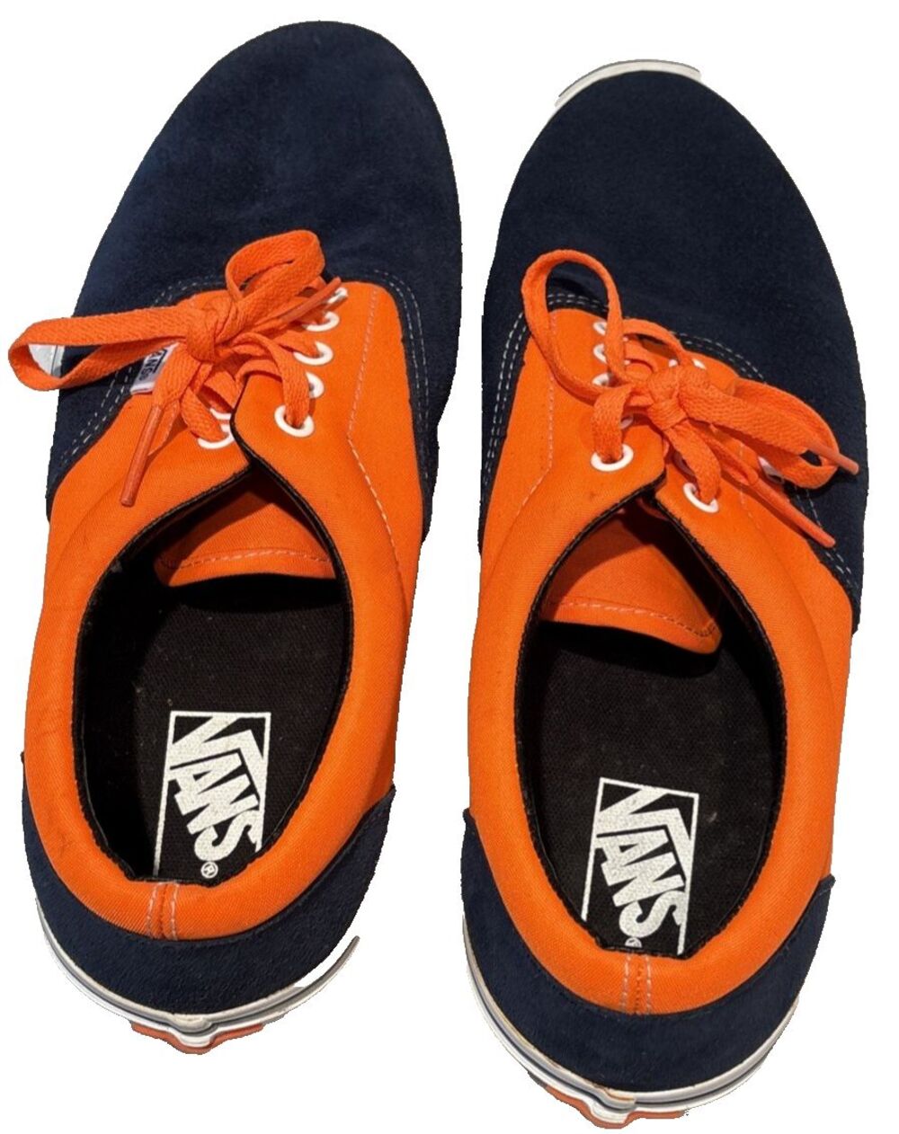 Vans Era NEON ORANGE/DRESS BLUES Suede/Canvas Lace Sneakers Men 10.5 Women 12